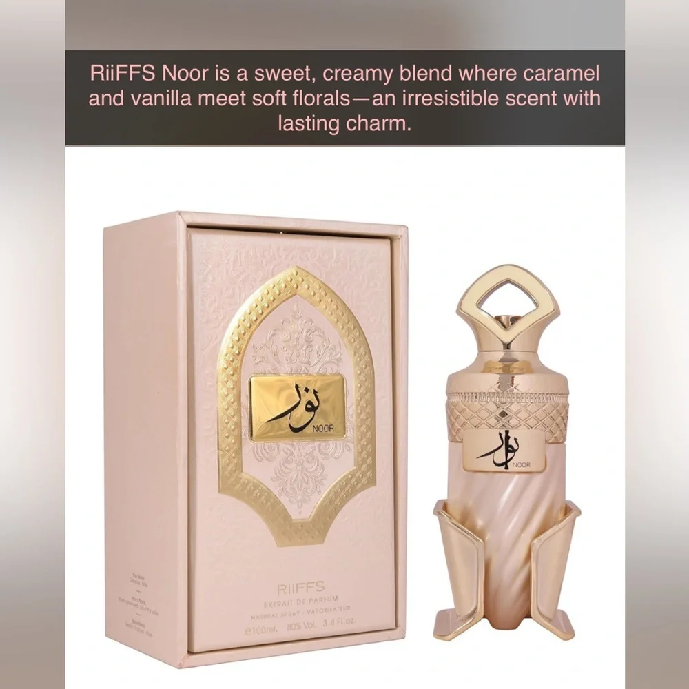 NWT Noor by Riffs Elegant Gold and Cream Perfume Bottle Unisex perfume - Picture 1 of 1